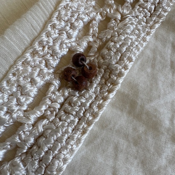 Split gauze crochet trim maxi skirt Cream Small - Picture 9 of 15